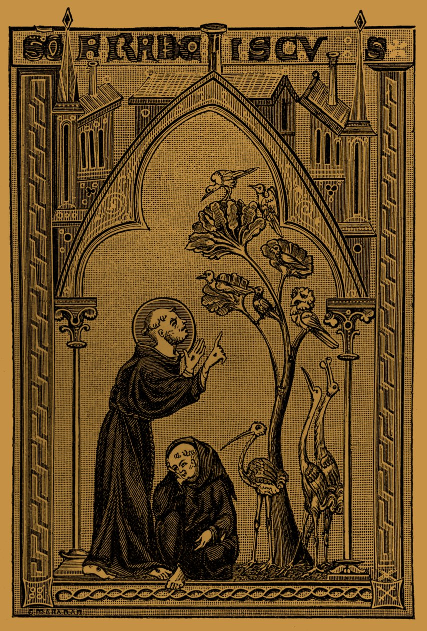 Svatý František z Assisi mluví s ptáky od French School