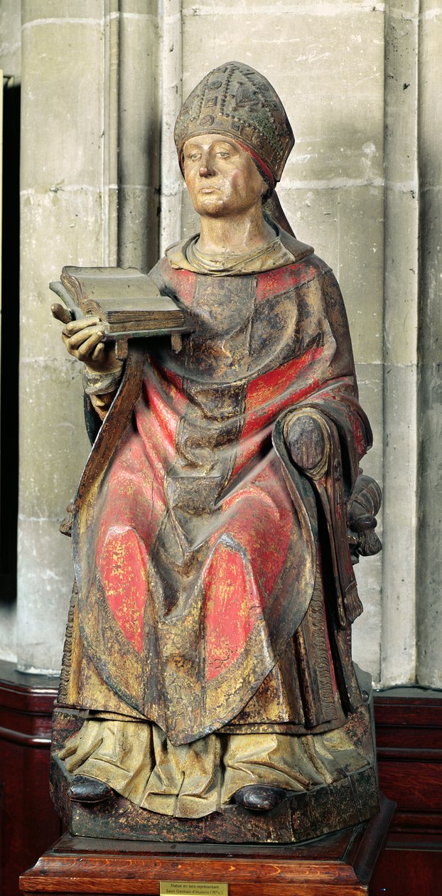 St. Germain (asi 380-448) biskup z Auxerre (polychromované dřevo) od French School