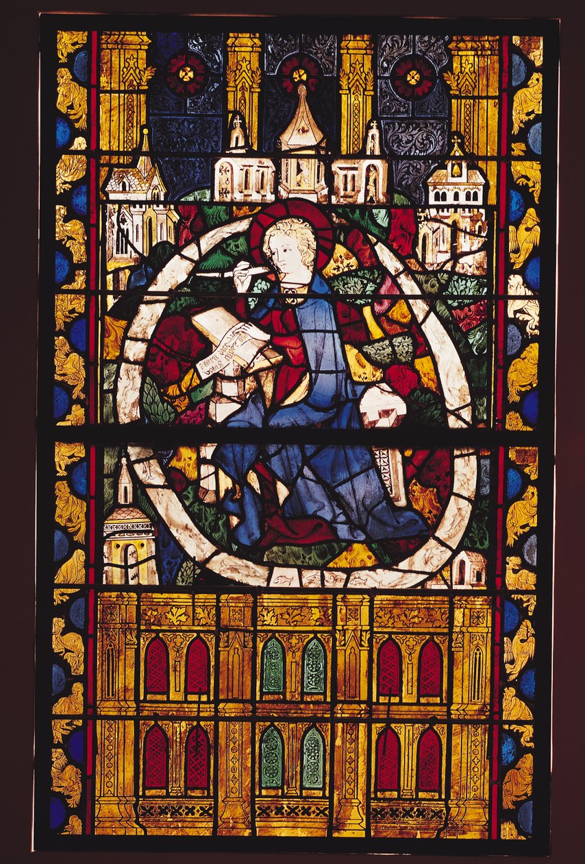 Svatý Jan Evangelista píšící Apokalypsu, Pařížská škola, kolem roku 1350 od French School