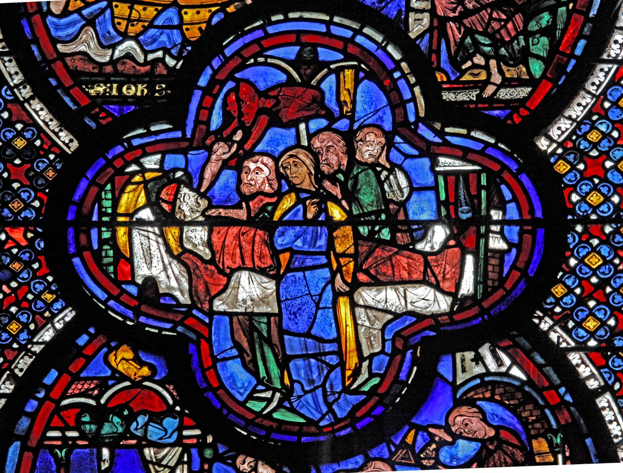 St John window: The death of Stacatus: démon bere jeho duši (w48) od French School