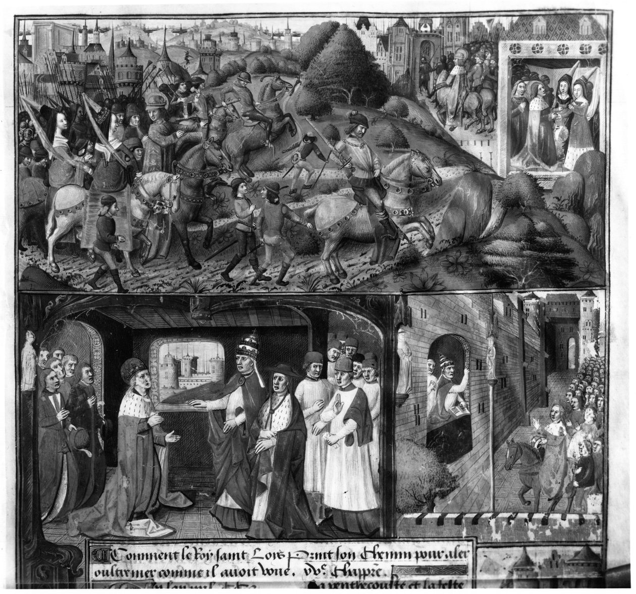 St. Louis (1214-70) Odjezd na křížovou výpravu od French School