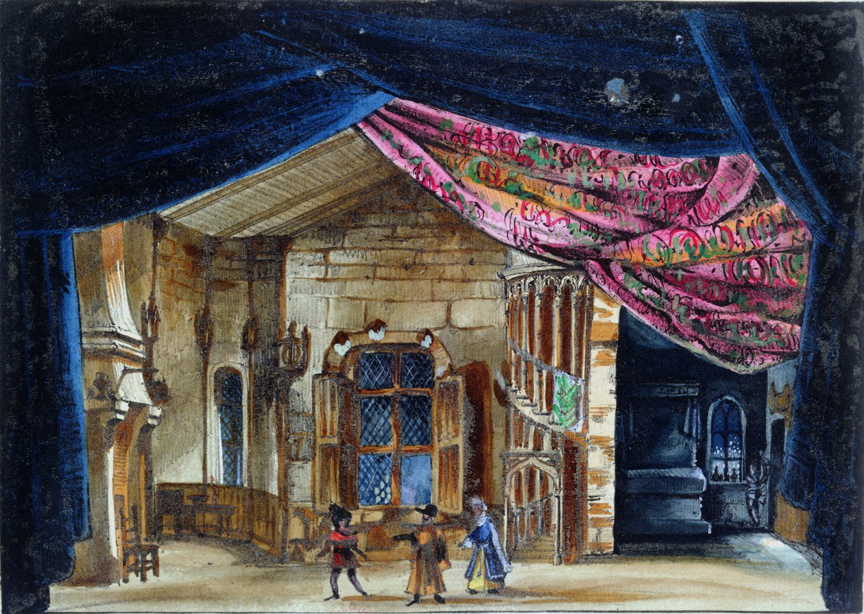 Scénický návrh pro 2. dějství La Juive, poprvé uvedené v pařížské opeře 23. února 1835 (wc na papíře) od French School