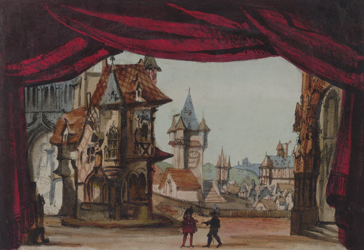 Scénografie pro La Juive, poprvé uvedeno v Pařížské opeře 23. února 1835 (wc na papíře) od French School