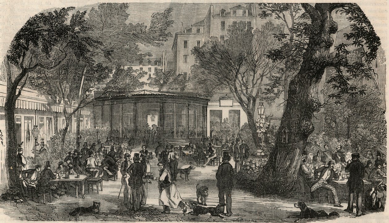 Známka Cheval Blanc v Paříži v 19. století – rytina v „Tableau-de-Paris““ od Edmonda Texiera 1852 od French School