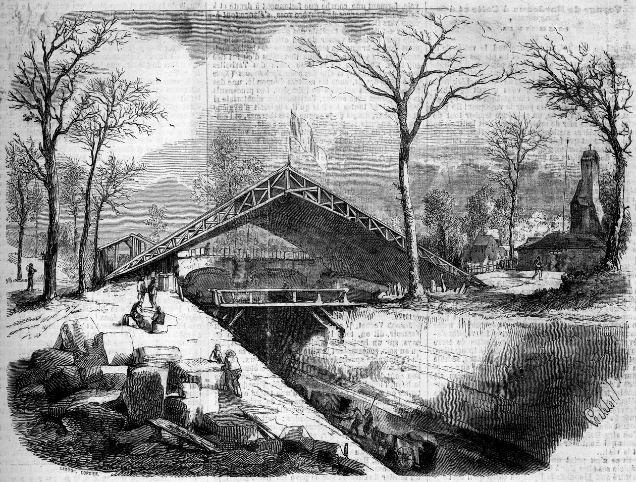 Stav prací na ledovci Bois de Boulogne, Paříž od French School