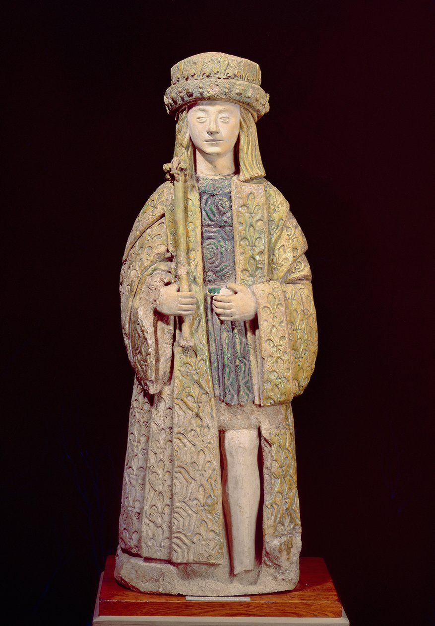 Socha svatého Ludvíka (1214-70), konec 15. nebo začátek 16. století (glazovaná terakota) od French School