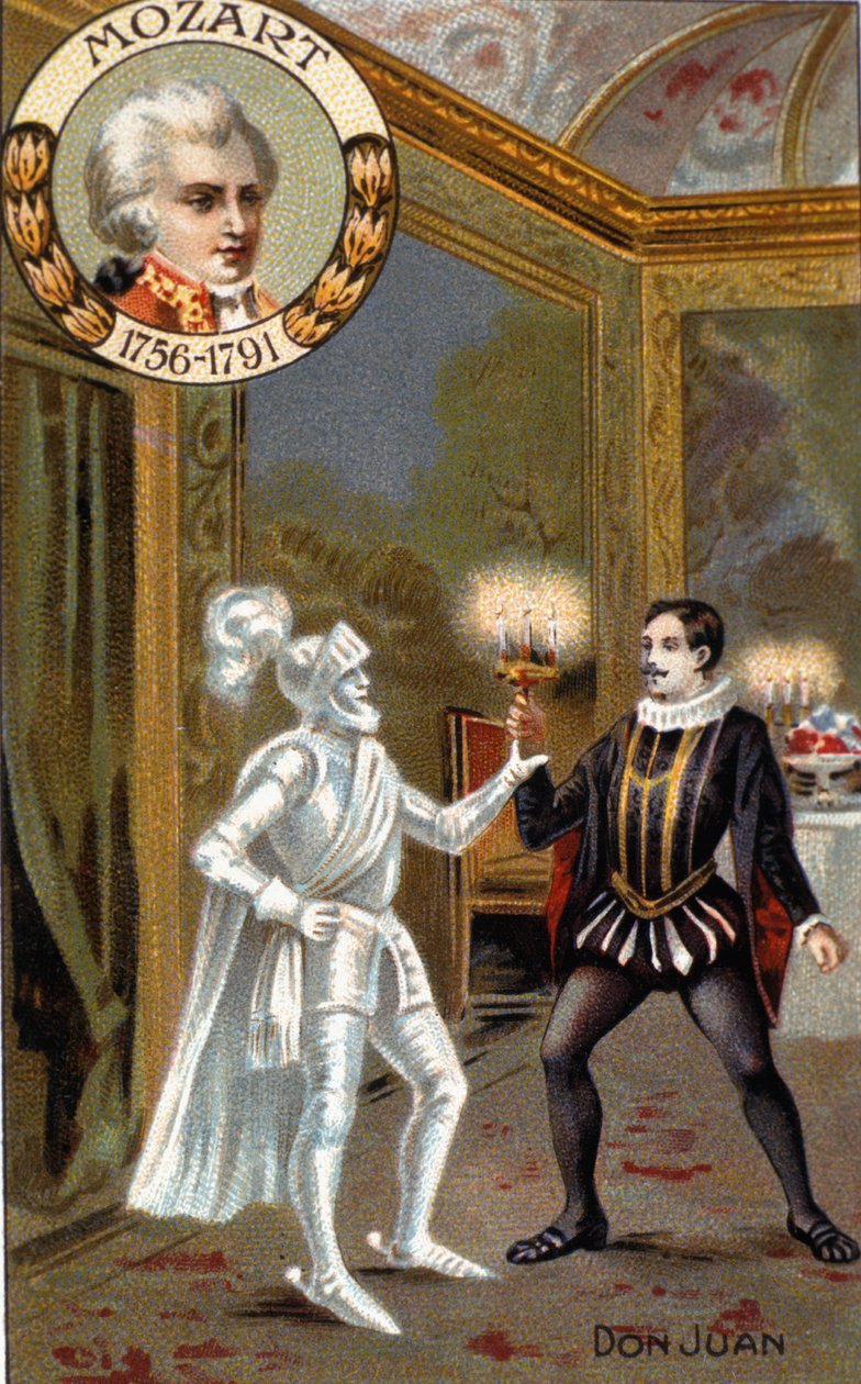 Socha komendatora, scéna z "Dona Giovanniho" (barevná litografie) od French School