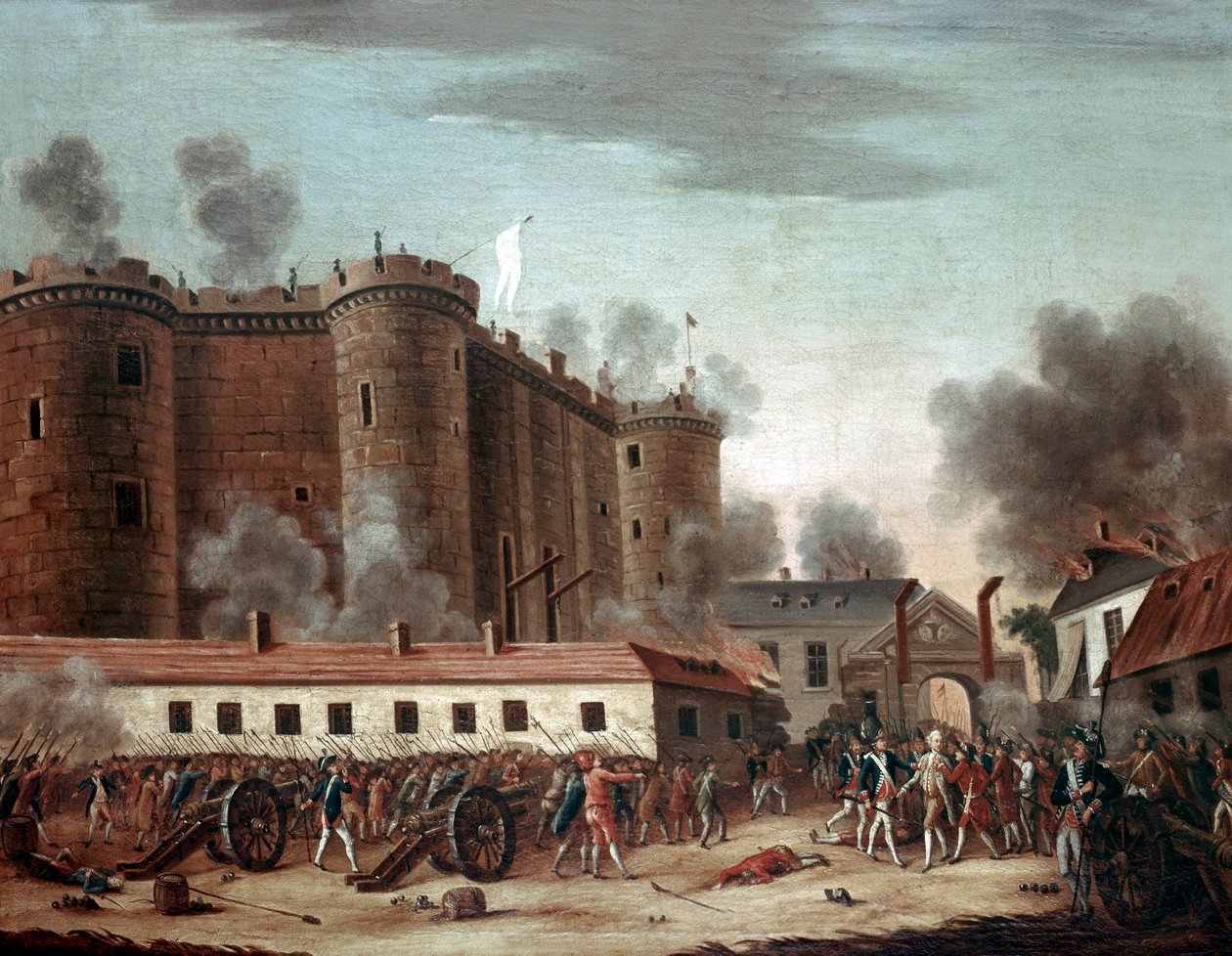 Útok na Bastille, 14. července 1789 (olej na plátně) od French School