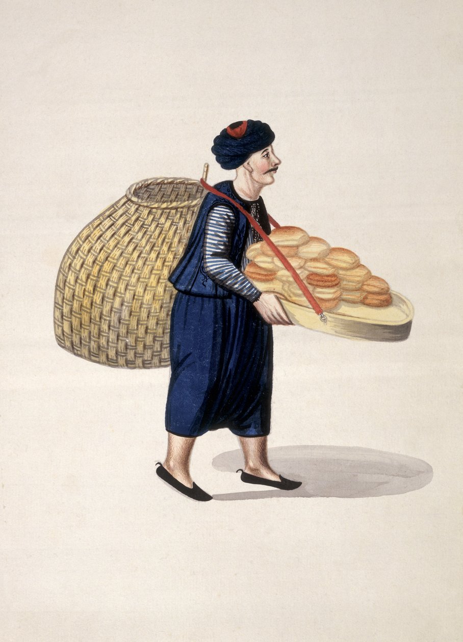 Street Vendor, osmanské období, třetí čtvrtina 18. století (wc na papíře) od French School