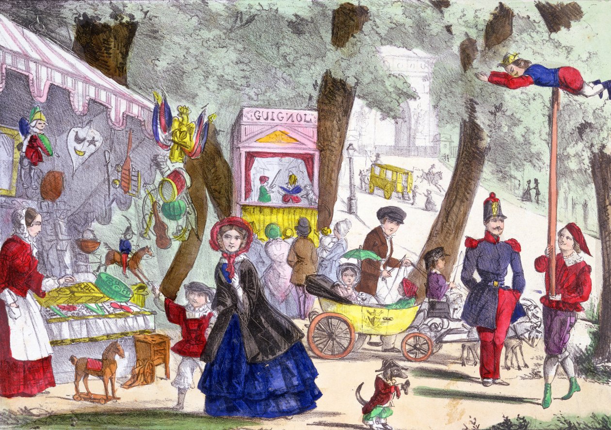 Pouliční scény na Champs Elysees, 19. století od French School