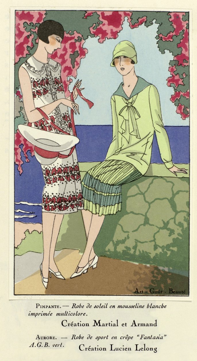 Sundress and Sports Dress, from Art-Gout-Beaute, pub.1924 (pochoir Print) od French School