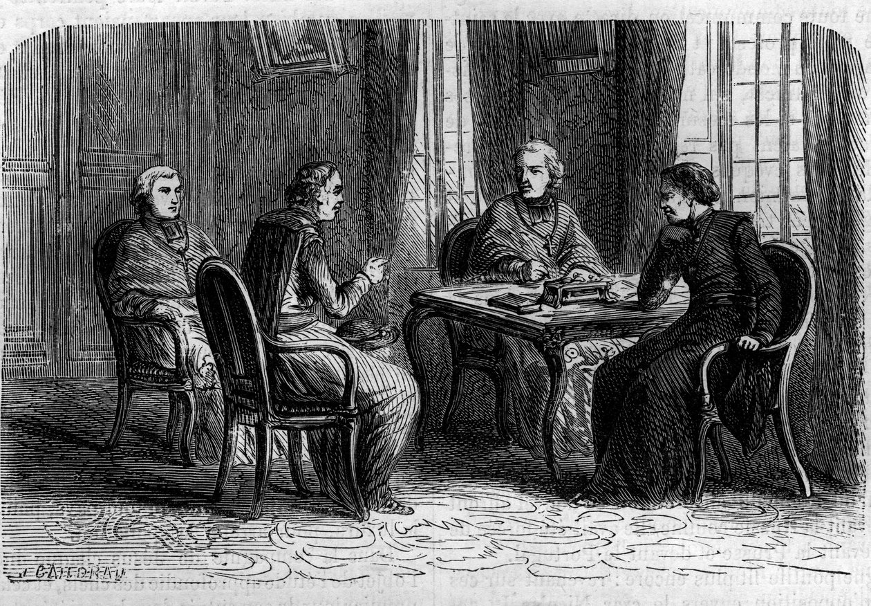 Vrchní rada jezuitů za pontifikátu papeže Gregoire XVI. (mezi lety 1831 a 1846). Rytina v „Histoire des Papes-Rois-Queen and Empereurs a travers les století“ od Maurice Lachatre od French School