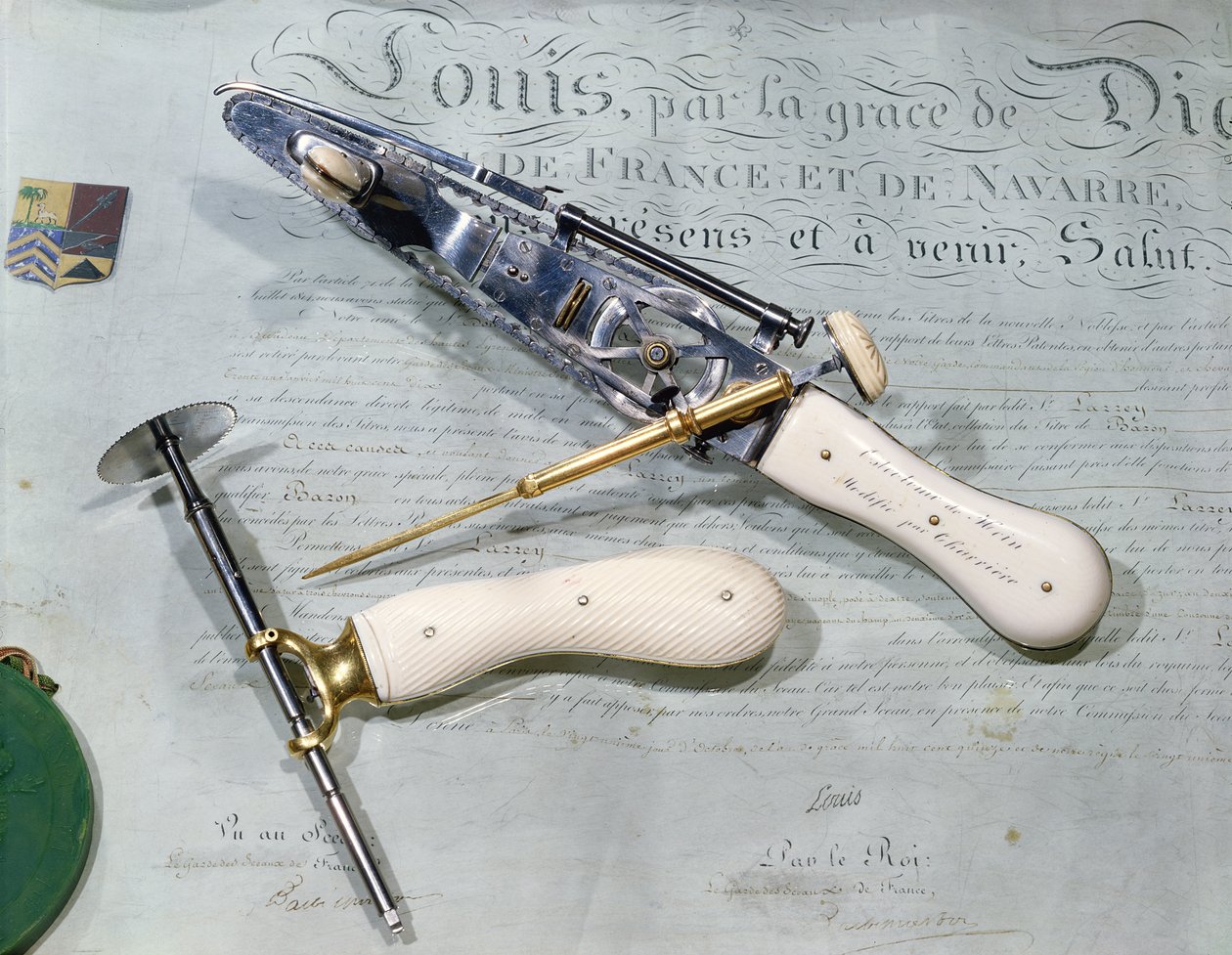 Chirurgické nástroje používané k amputaci v době barona Dominique Jean Larrey (1766-1842) od French School