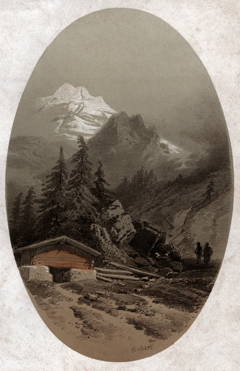Švýcarské Alpy. (rytina kolem roku 1890) od French School