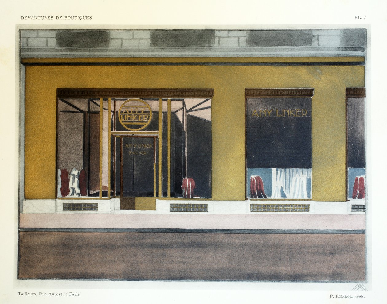 Tailors, Plate 7, ilustrace z Shop Fronts od Louis-Pierre Sezille, Paříž, 1927 od French School