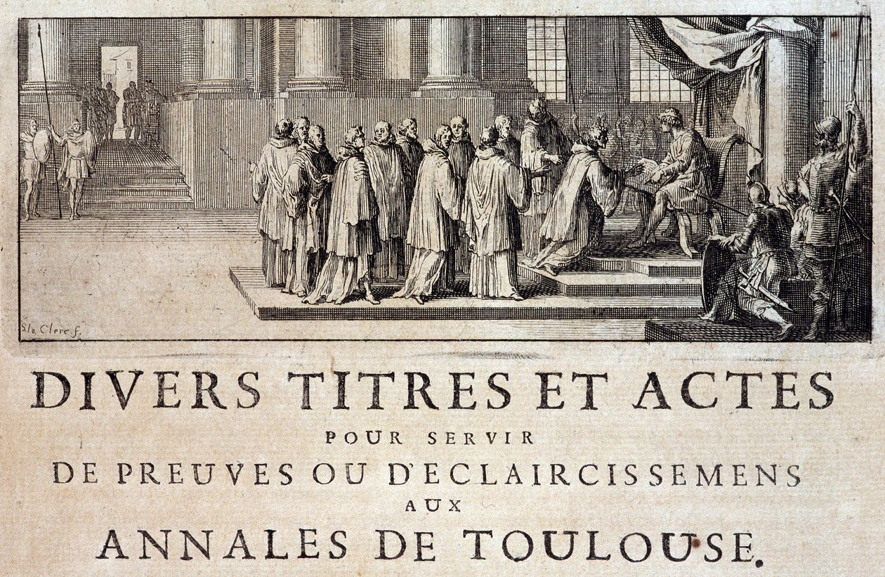 Převzetí města a hraběte z Toulouse emisary krále Filipa III. v roce 1271 v „Annales de la ville de Toulouse“ Germain de Lafaille, Toulouse od French School