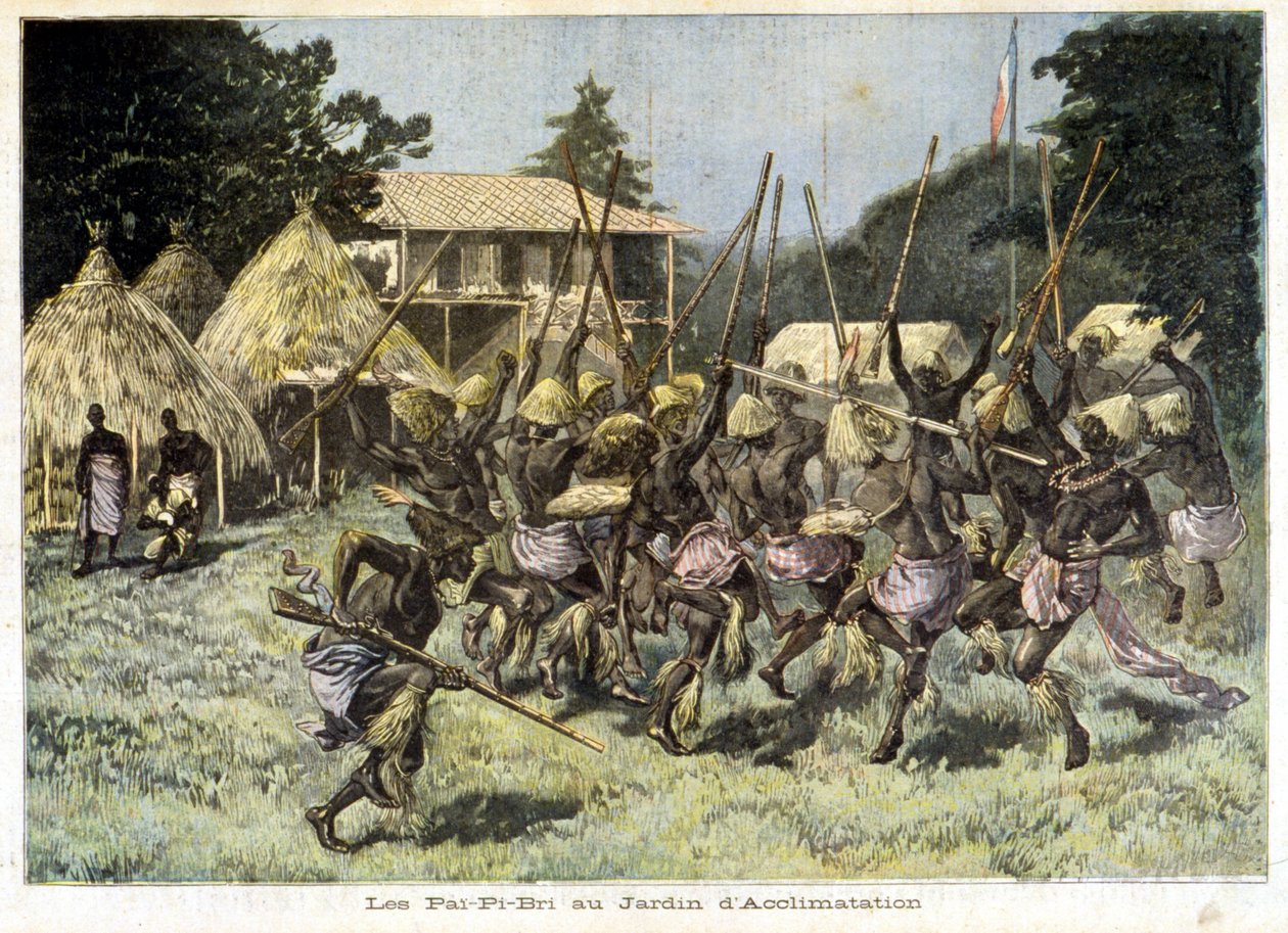 Afričané Pai-Pi-Bri v zahradě aklimatizace - v „Le Petit Journal“ z 5.8.1893 (rytina) od French School