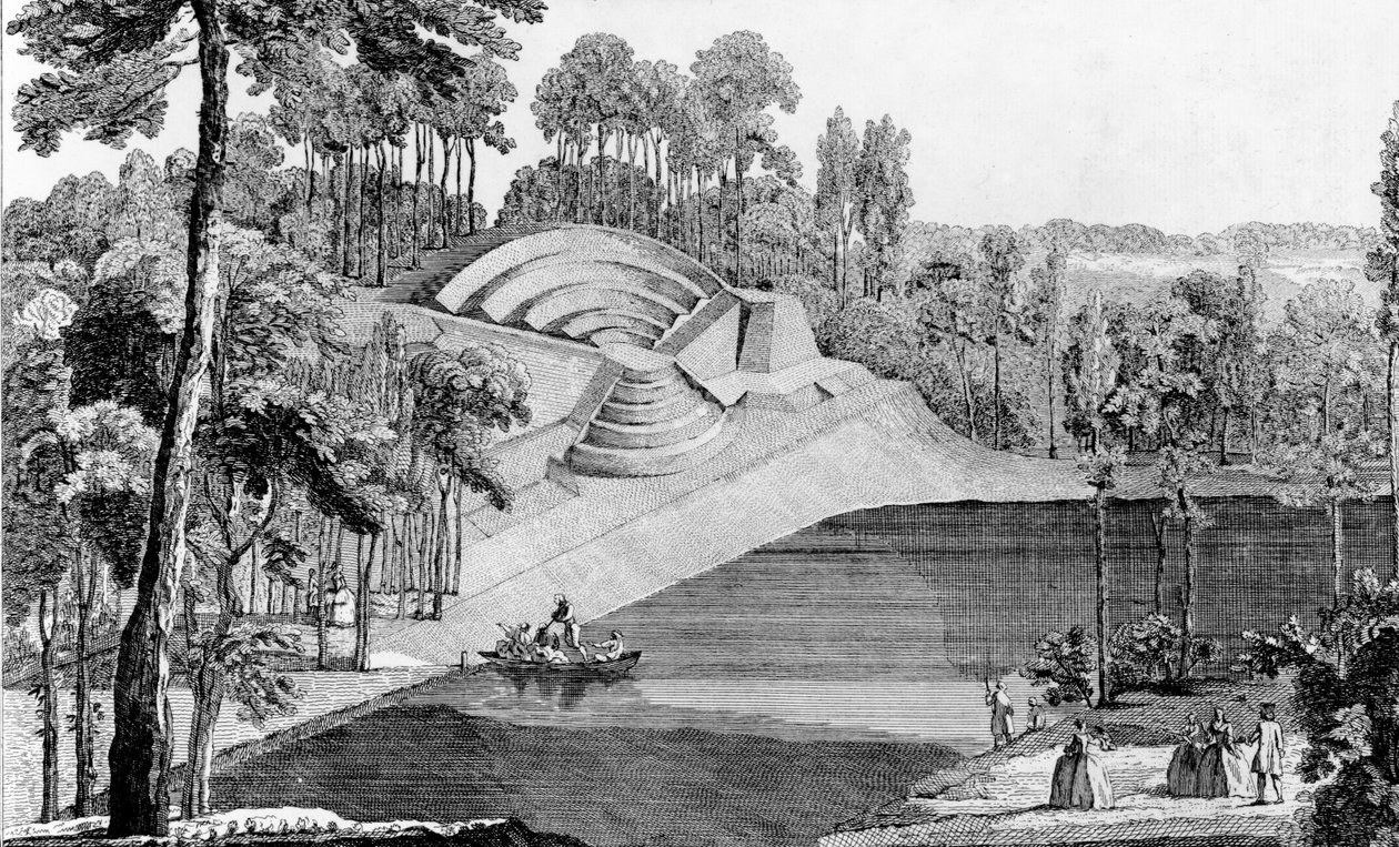 The Amphitheater of Claremont, 6 Leagues from London, from Details des Nouveaux Jardins a la Mode, George Louis le Rouge, publikované kolem roku 1770-87 od French School