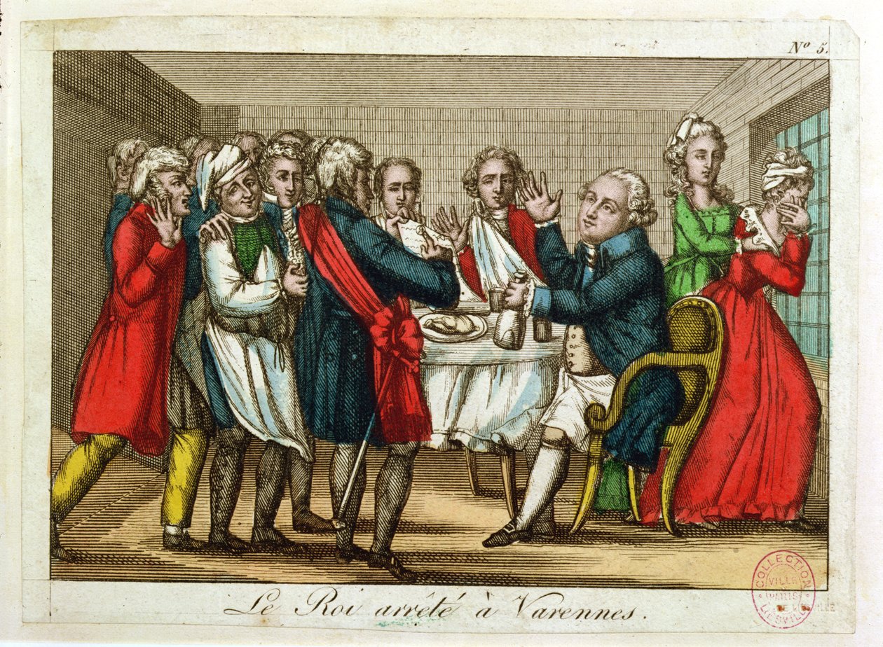 Zatčení Ludvíka XVI. (1754-93) ve Varennes, 22. června 1791 od French School