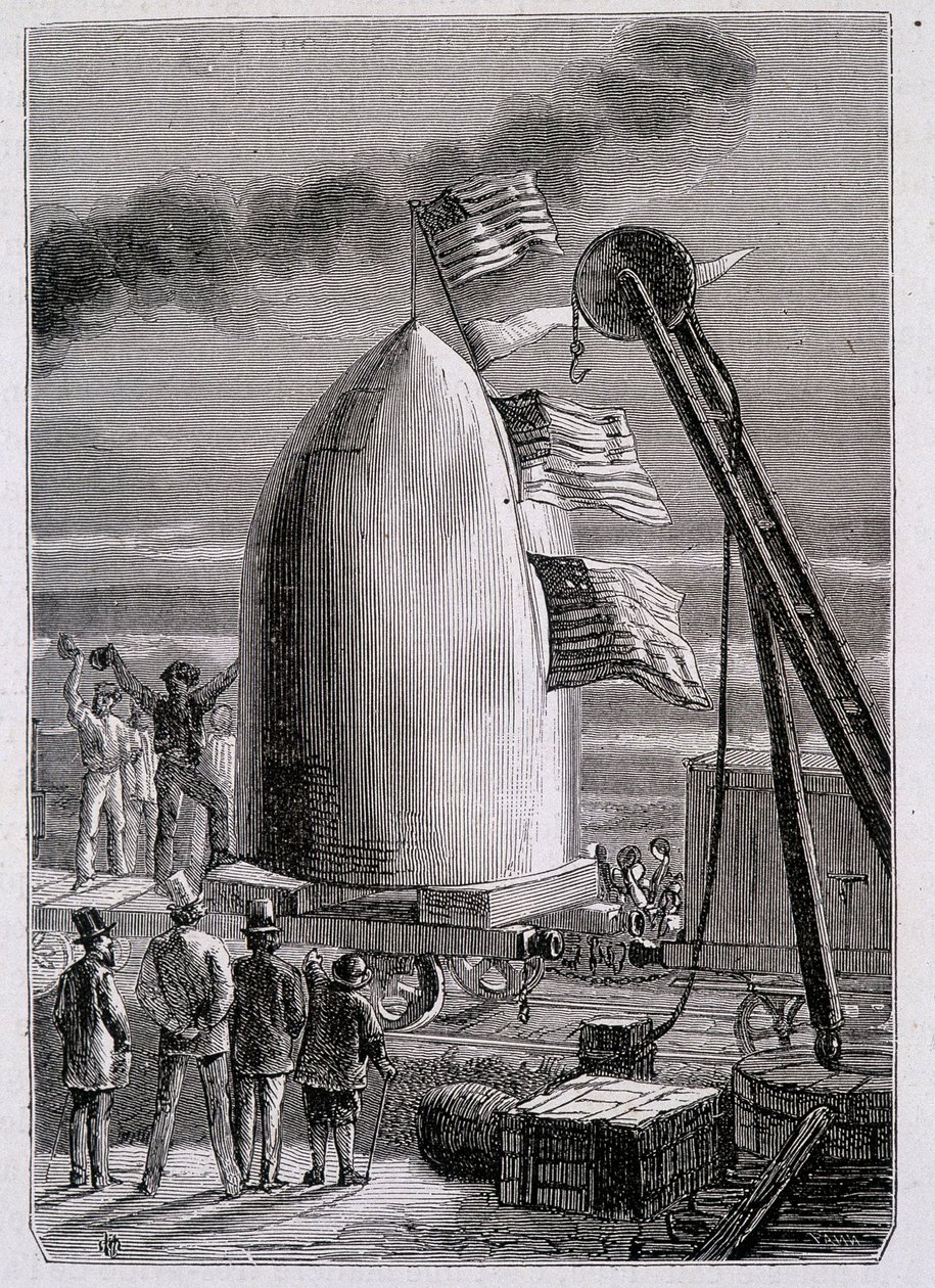 The Arrival of the Projectile at Stone-Hill - in „From Earth to Moon“ od Julese Verna od French School