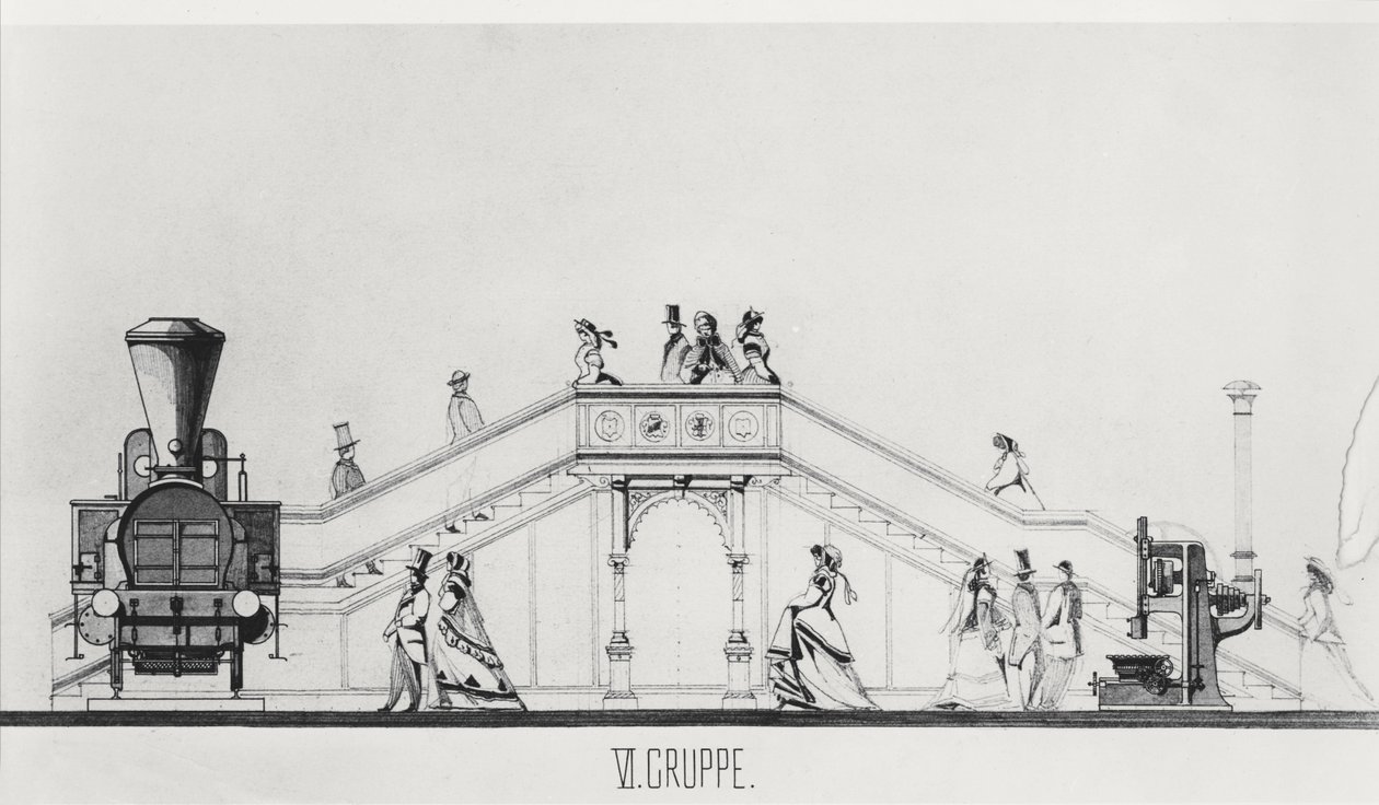Rakouský pavilon na výstavě Universelle z roku 1867 (litho) od French School