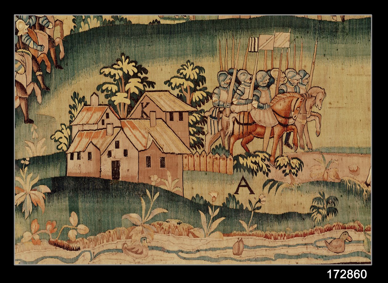 Bitva u Jarnacu, setkání dvou armád 13. března 1569 (detail) od French School