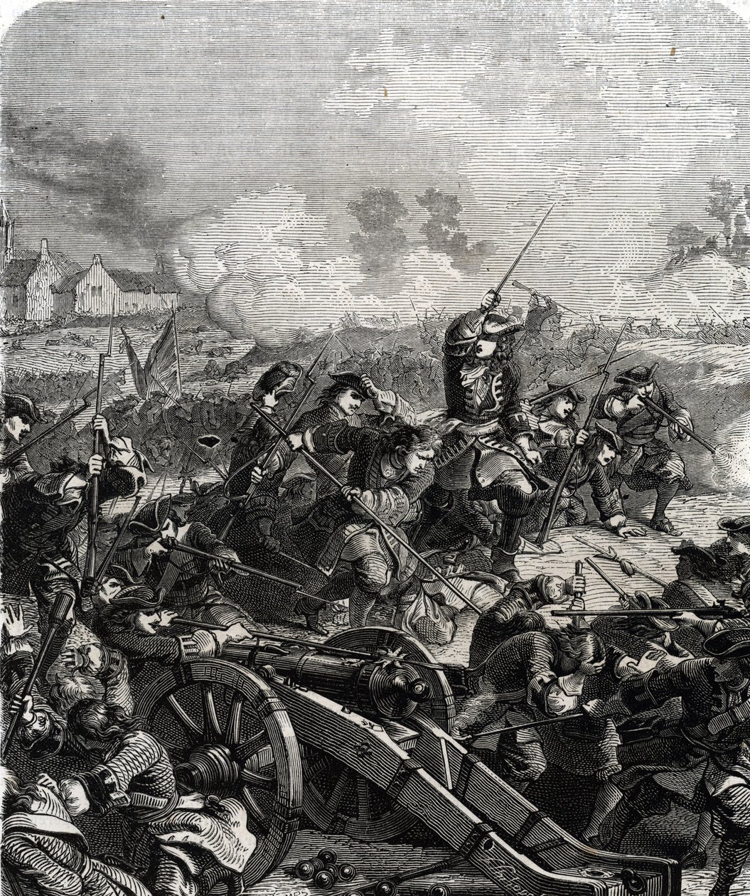 Bitva o Landen nebo Neerwinden byla svedena v dnešní Belgii dne 29. července 1693 během devítileté války (rytina) od French School