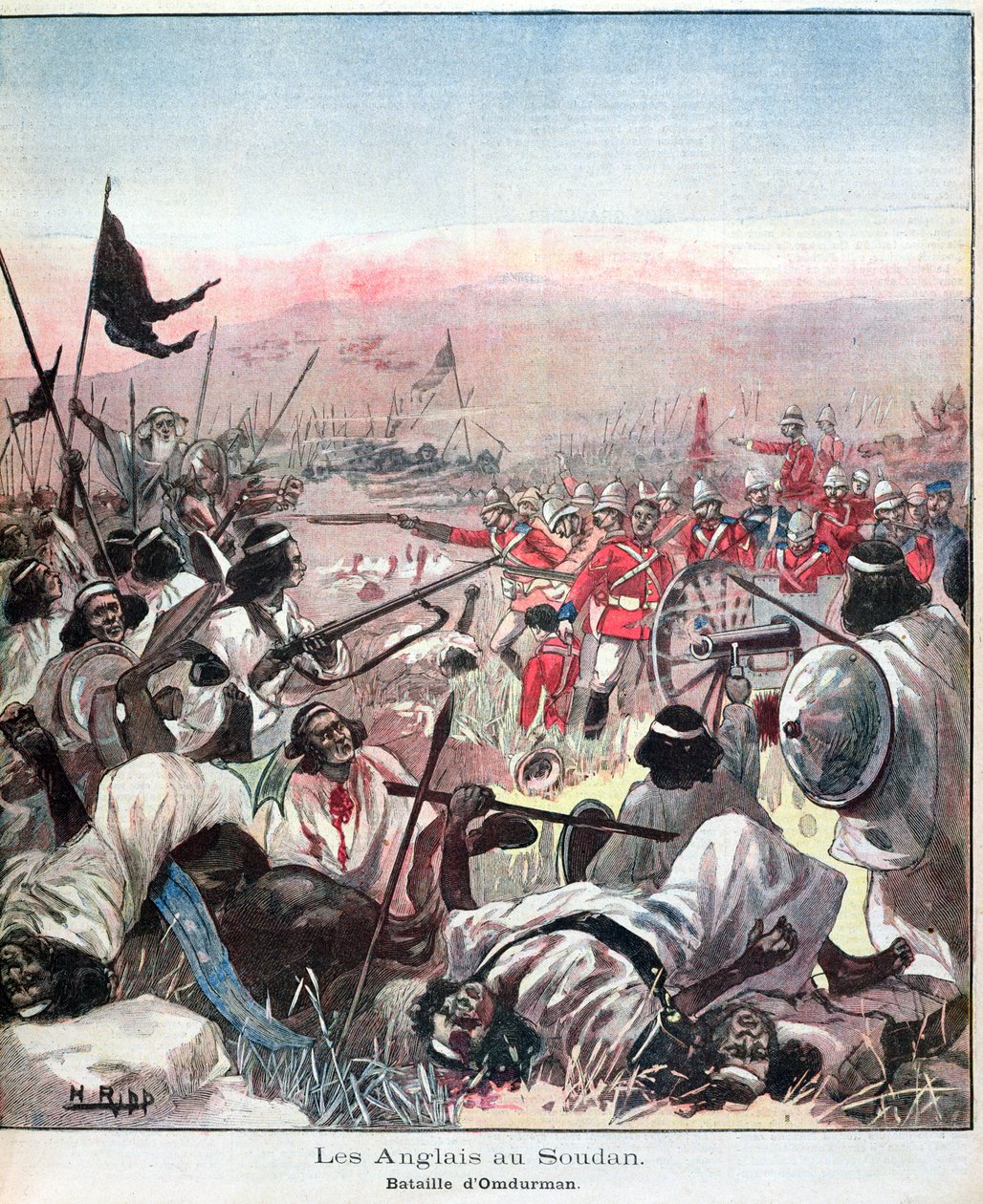 Bitva o Omdurman, obálka přednášek Pour Le Dimanche, září 1898 od French School
