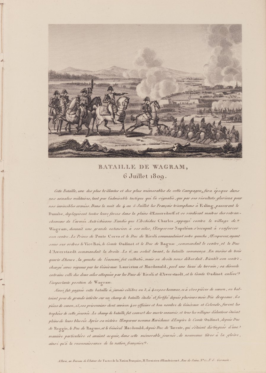 Bitva u Wagramu 6. července 1809 (litho) od French School