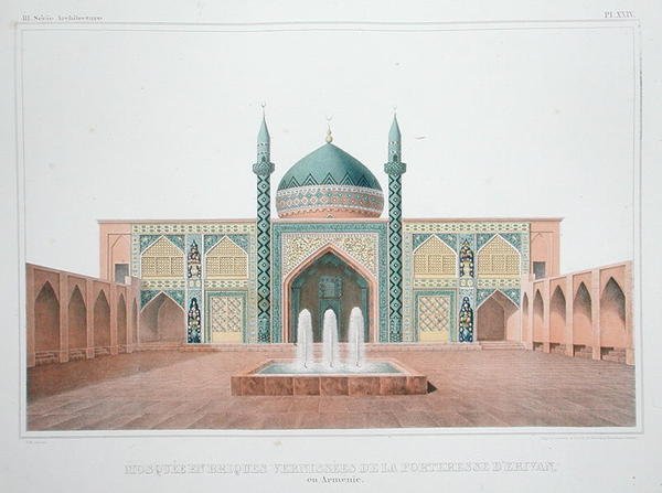 Modrá mešita, Jerevan, Arménie (barva litho) od French School
