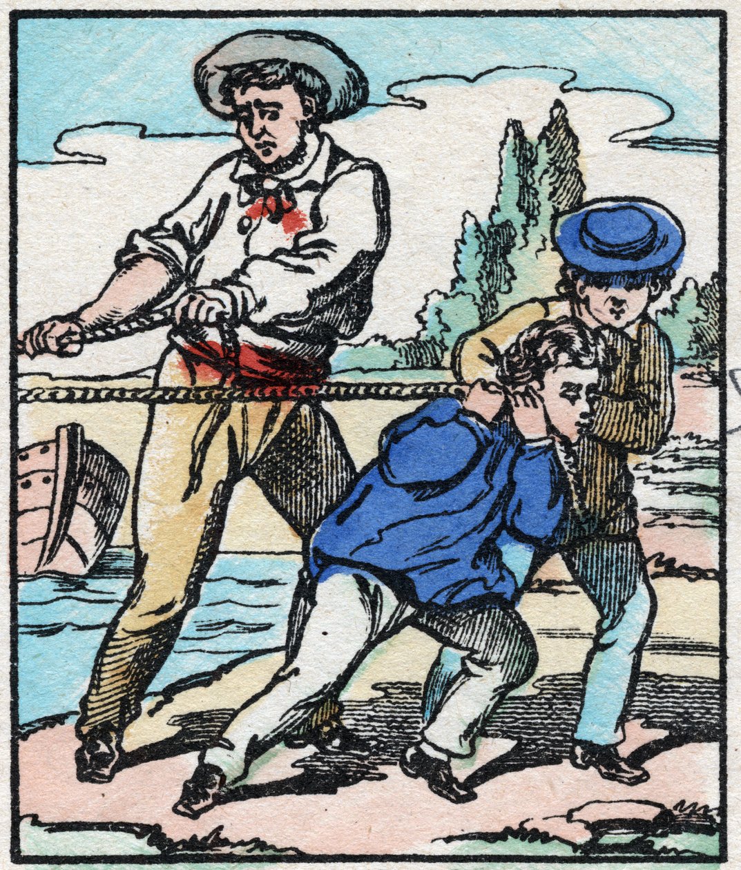 Velitel lodí. Rytina „“La chanson des metier““. Epinal imaging, konec 19. století. Soukromá sbírka od French School
