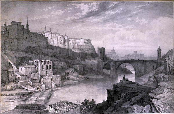 Most v Alcantara, Toledo (tužka na papíře) od French School