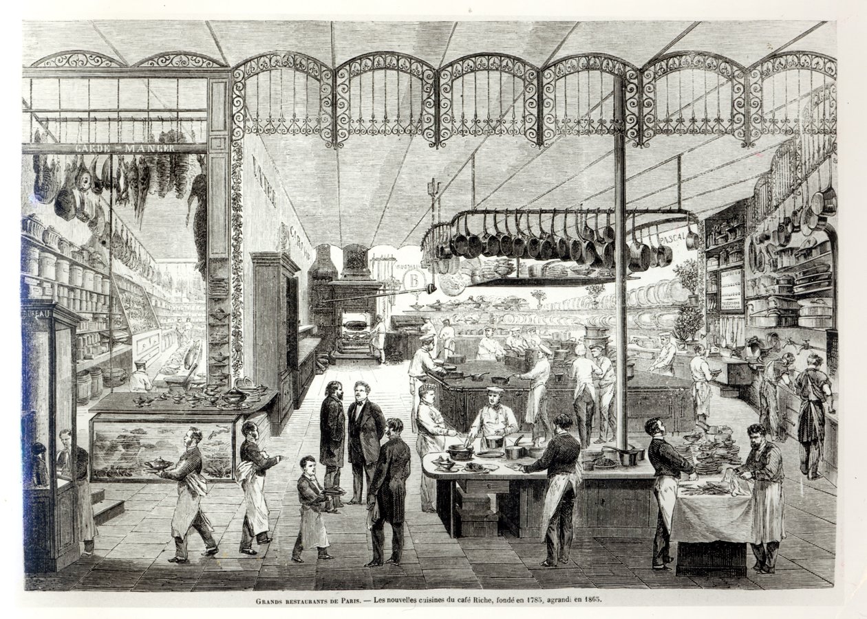 Nové kuchyně Cafe Riche, 1866 od French School