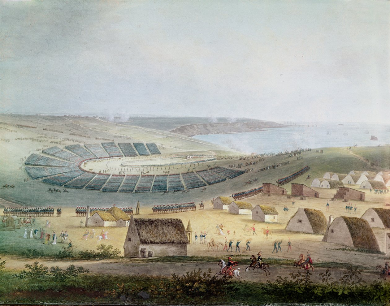 Tábor v Boulogne v červenci 1804, 1809 (wc na papíře) od French School