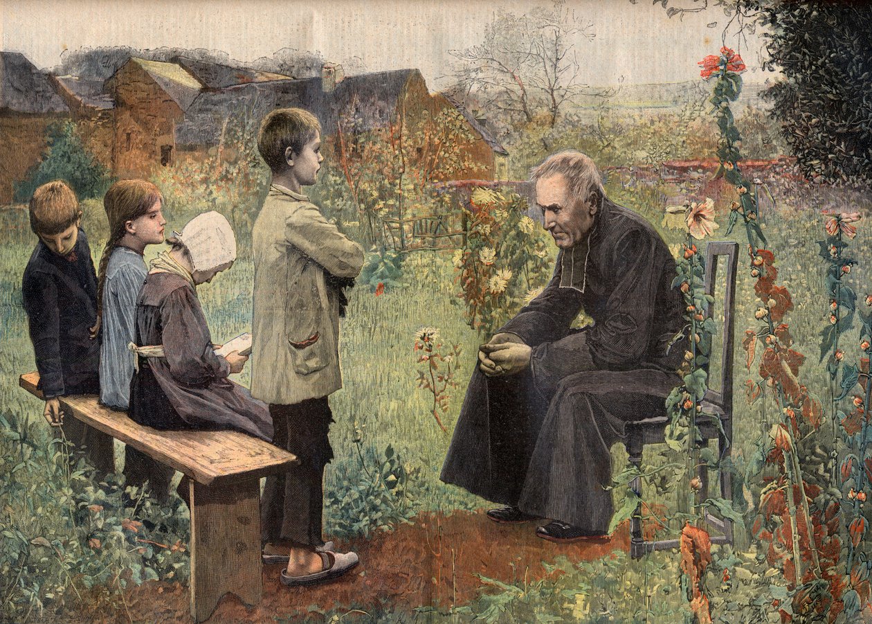 Lekce katechismu v „Le Petit Journal“, červen 1898 (rytina) od French School