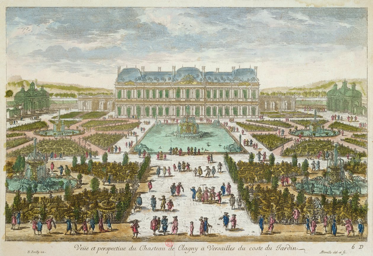 Zámek a Jardin de Clagny ve Versailles od French School