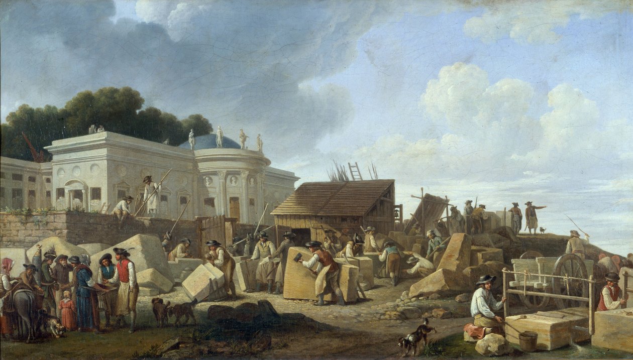 Stavba Hotel de Salm v roce 1786 (olej na plátně) od French School