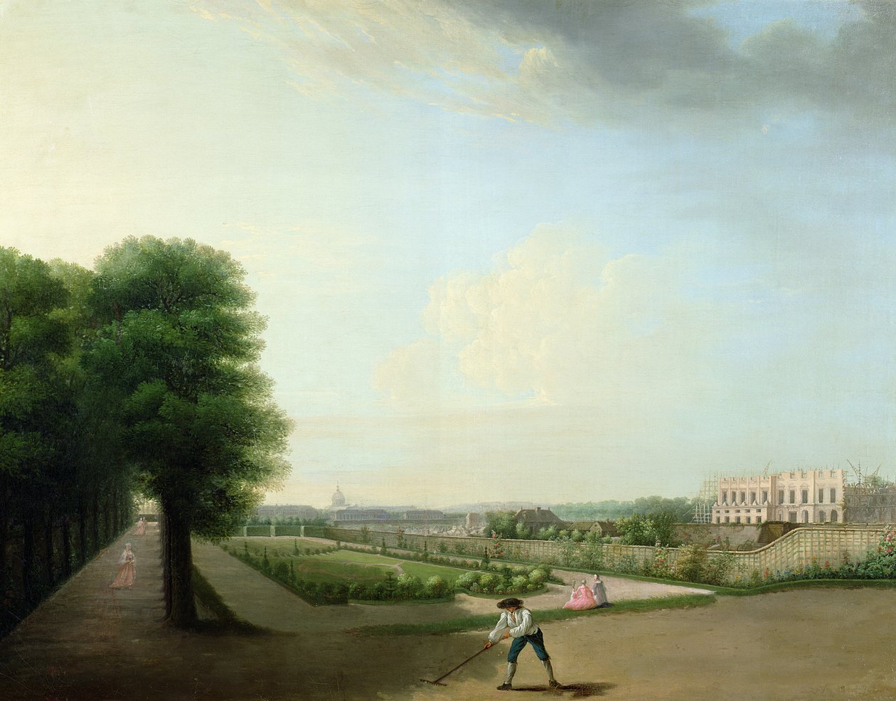 Stavba Place Louis XV ze zahrady Hotel de Resnel, c.1760 od French School