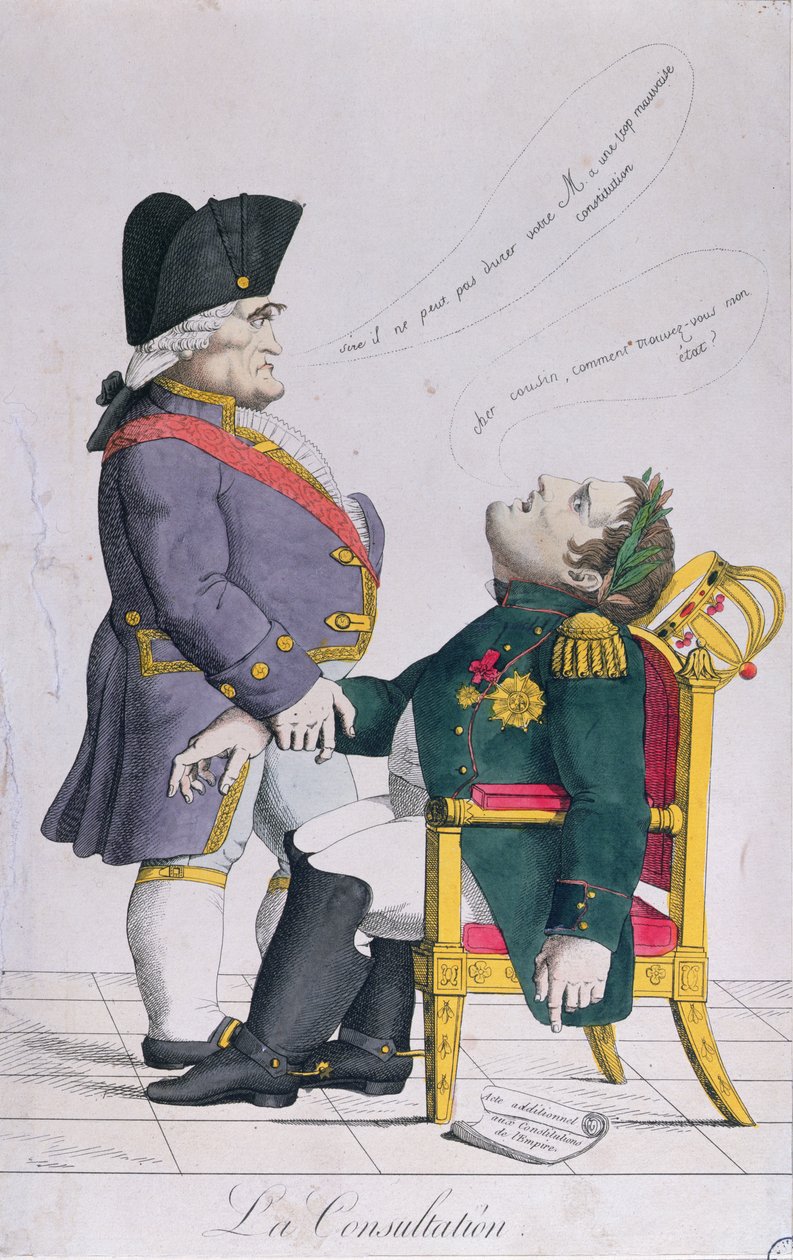 Konzultace, karikatura Cambaceres (1753-1824) a Napoleona (1769-1821) c.1810-14 od French School
