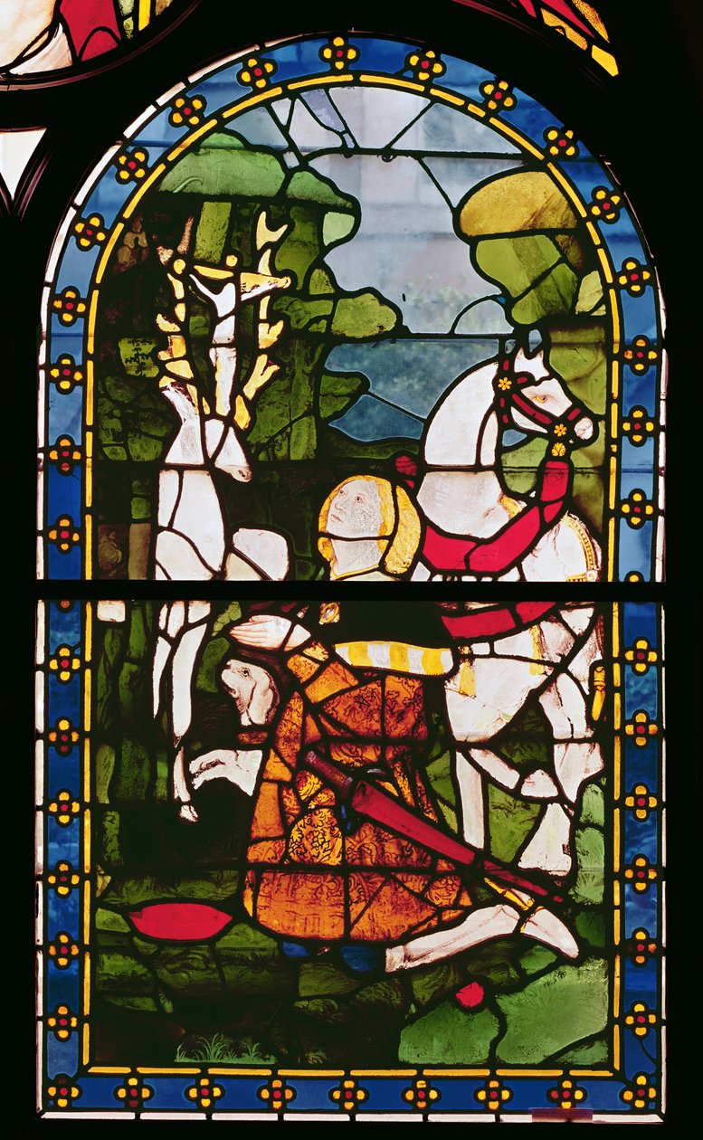 Obrácení sv. Eustace, z kostela Saint-Pierre du Chatel od French School