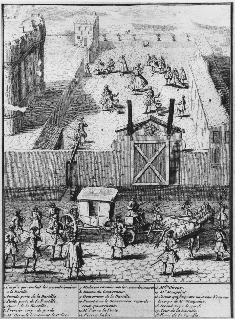 Konvulenti ze Saint-Medard převezení do vězení Bastily, asi 1730 od French School