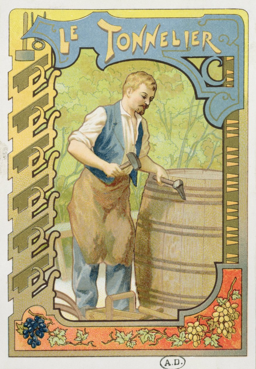Cooper, ilustrace z knihy o řemeslech, c.1899 od French School