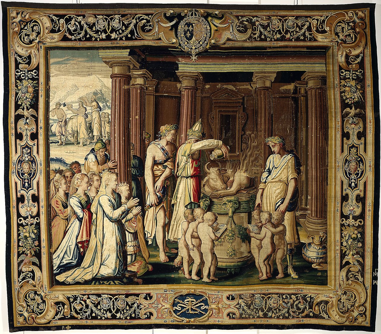 The Coronation Sacrifice, c.1610 (vlna a hedvábí) od French School