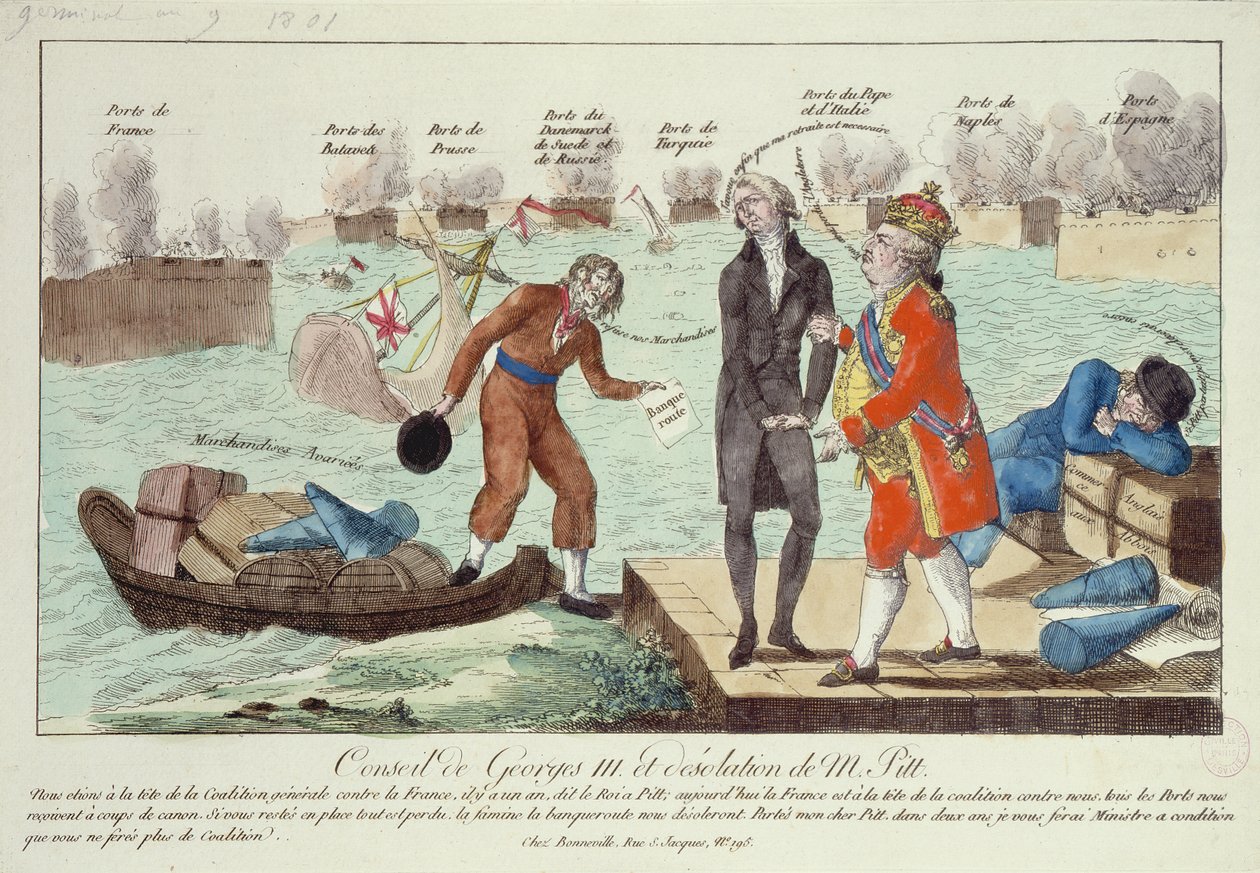Rada George III (1738-1820) a Desolation of William Pitt (1759-1806) mladší, 1801 od French School