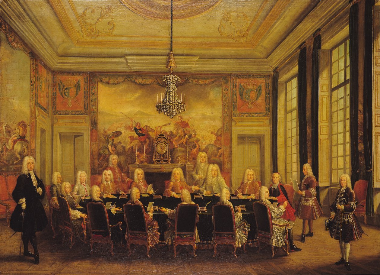 Regentská rada pro menšinu Ludvíka XV. (1710-74) 16. září 1715 od French School