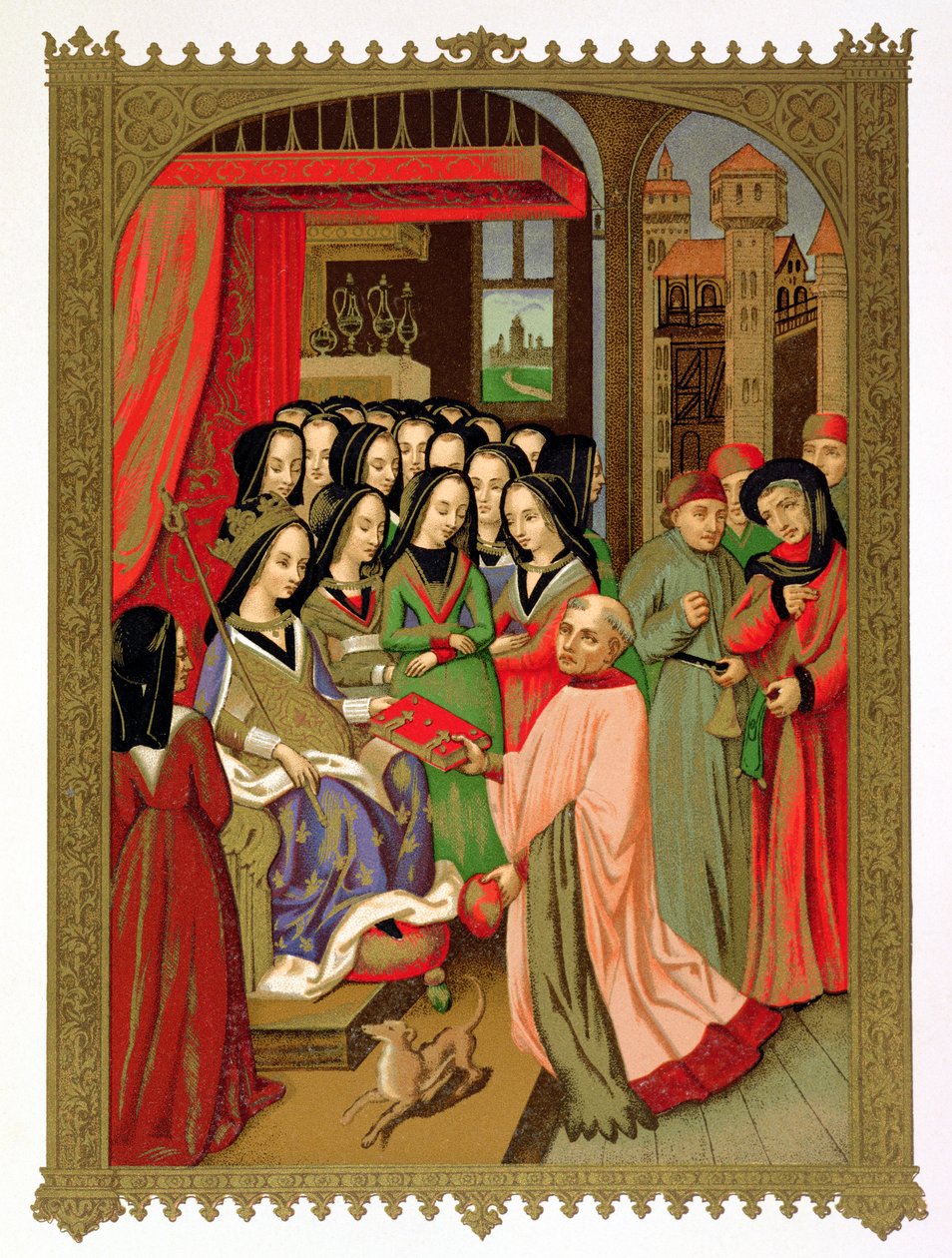 Dvůr Marie z Anjou (1404-63) manželka Karla VII. (1403-61) od French School