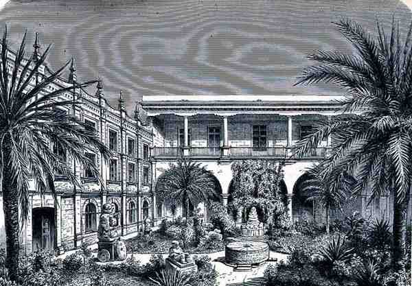 The Court of the Mexico Museum, od The Ancient Cities of the New World, Claude-Joseph-Desire Charnay, pub. 1887 od French School