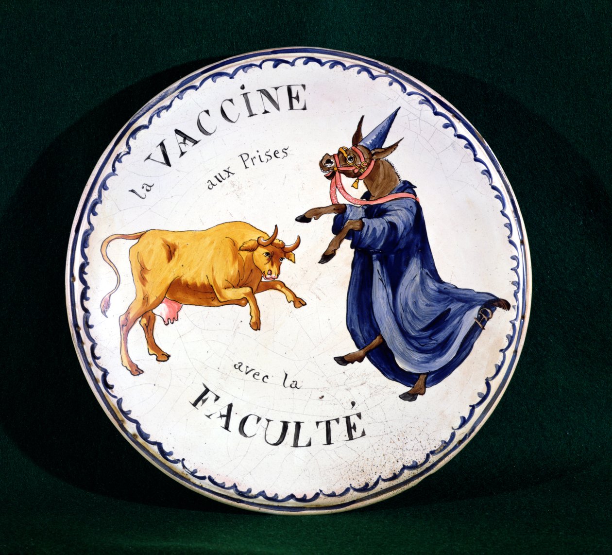 Neštovice v boji s lékařskou profesí, cca 1800 (glazovaná keramika) od French School