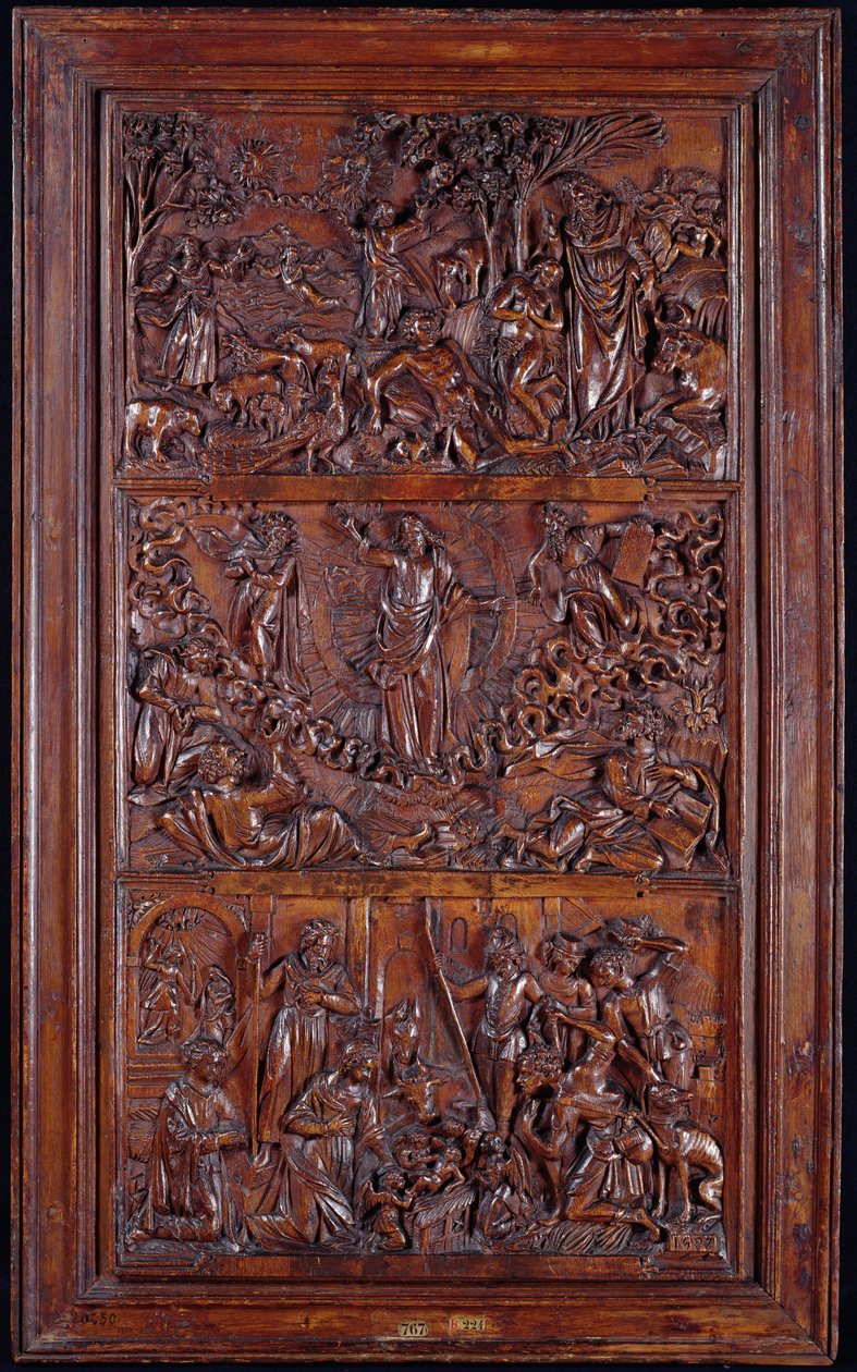 Krédo, panel I: Stvoření světa, Proměna, Zvěstování a Narození Páně, 1587 (dřevo) (viz také 414037-9) od French School