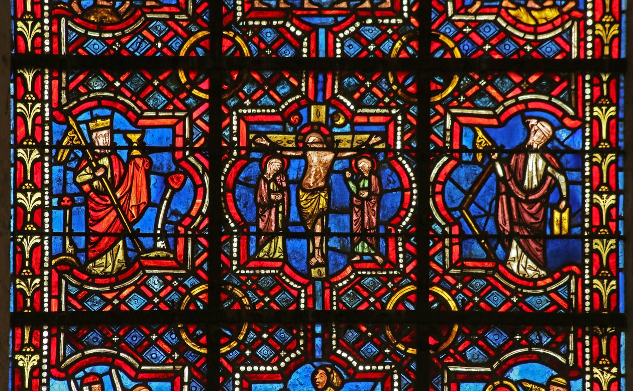 Ukřižování mezi kostelem a synagogou od French School